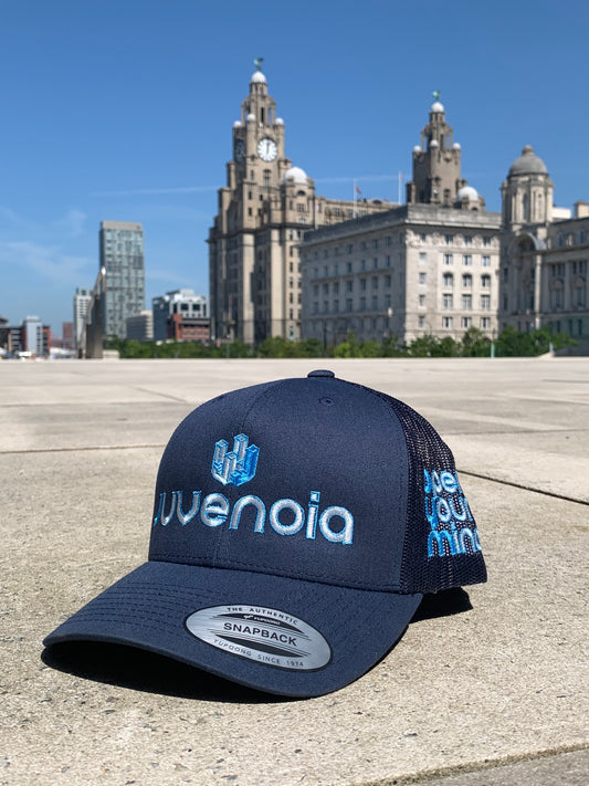 'J' Collection trucker cap - navy x blue