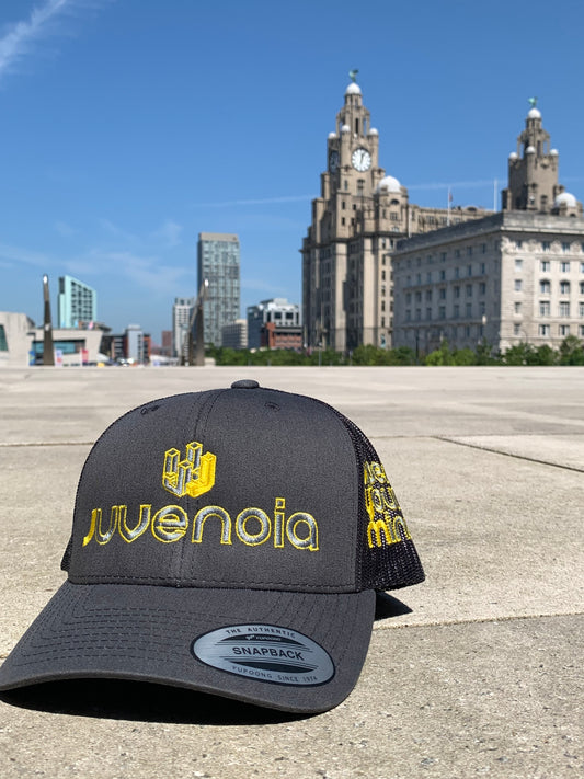 'J' Collection trucker cap - grey x neon yellow